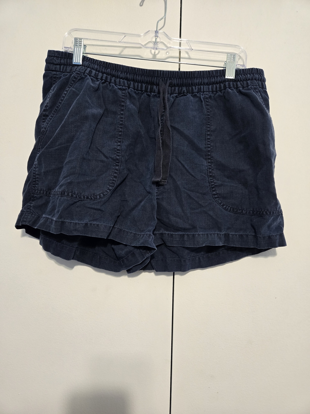 J.Crew Re-Imagined Navy Linen Blend Pull On Shorts Women Size Large Casual